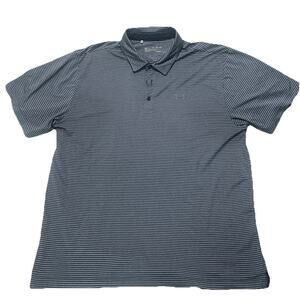 Under Armour Polo Shirt Mens 2XL Blue Striped The Playoff Polo Golf Performance